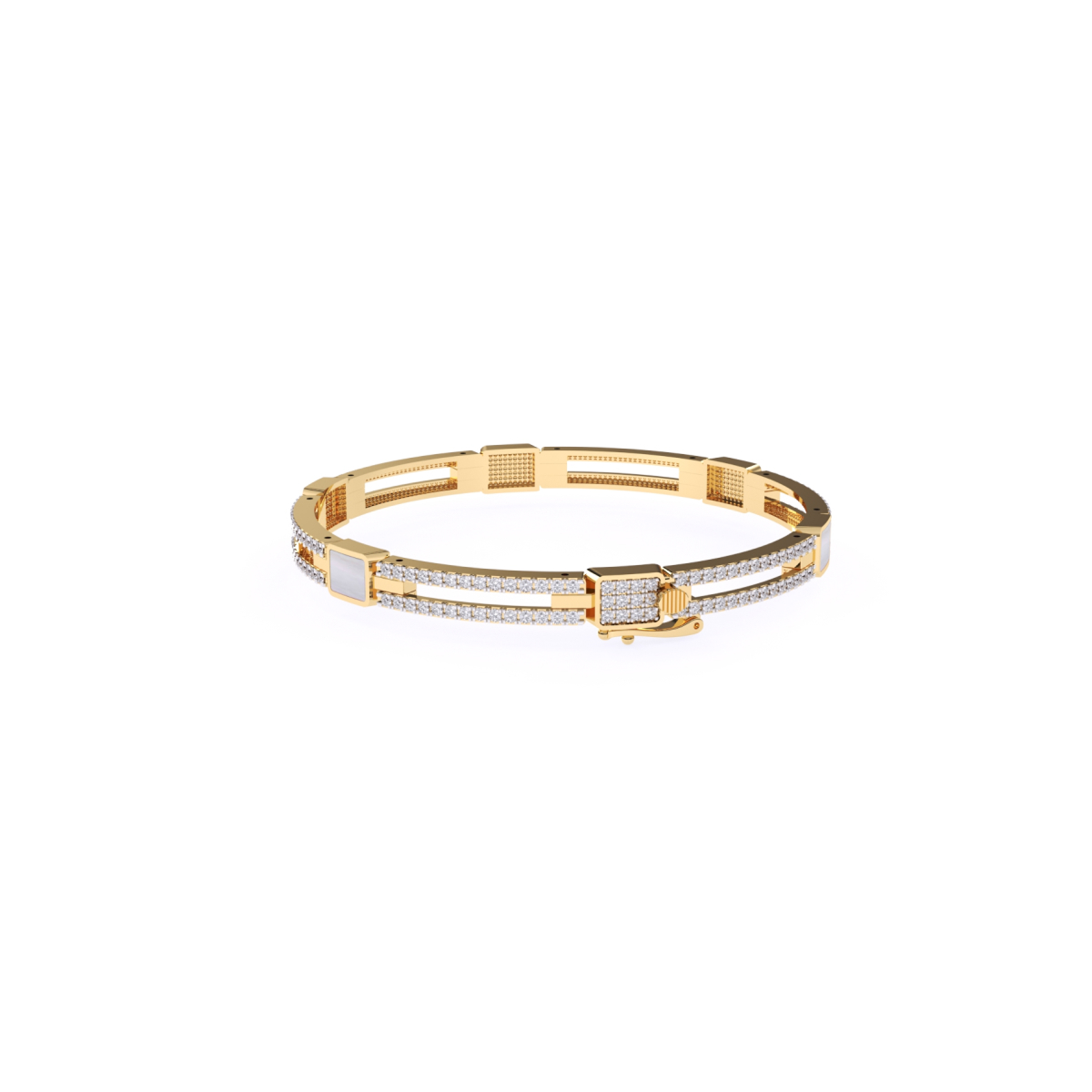 Trendy Two Row Lab Grown Diamond Bangle